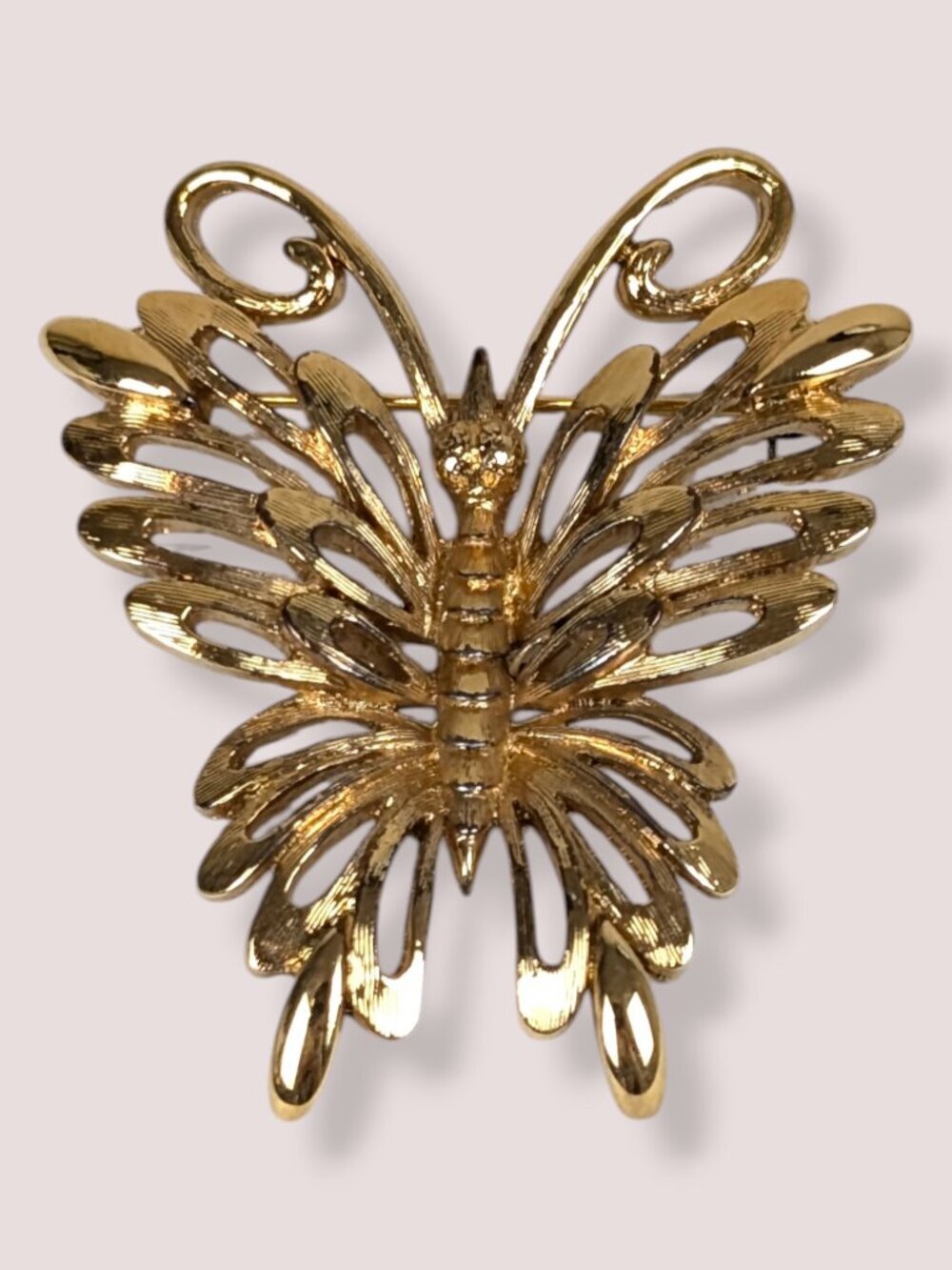 Vintage Monet Gold Tone Butterfly Cut Out Brooch